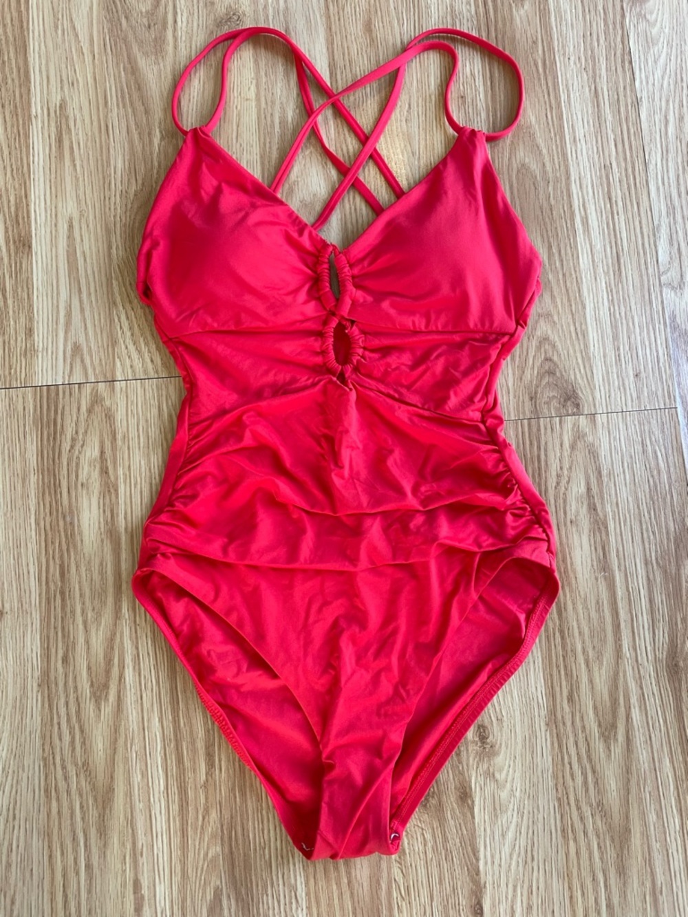 LA BLANCA Red One-Piece Swimsuit with Crisscross Back size 6